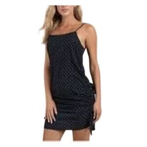 J.O.A. Just One‎ Answer Navy Polkadot Convertible Dress Adjustable Side Ruched S